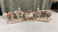 Capodimonte Vanity Set. Includes Floral Mirrored