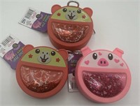 3pk Joe Trend Mini Zip Liquid Glitter Coin Purse