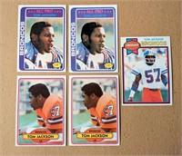 5 Tom Jackson Broncos Cards 1978 1979 1980