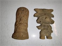 2 Aztec Pottery Figurines