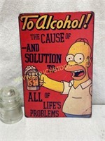 Homer Simpson comical alcohol tin sign