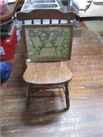Antique 1800's Family Tree Print & Wooden Chair