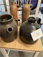 4 Pottery Jugs , bottles