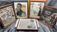 5 vintage movie advertisements in frames- two