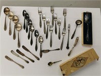 Silver Plated Serving Fork and Cutlery Lot