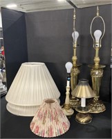 Pair Stiffel Brass Table Lamps Lampshades.