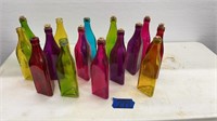 Colorful glass 10” bottles -triangular