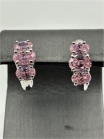 Sterling Silver Fancy Pink Tourmaline Earrings
