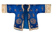 Antique Chinese Silk Robe With Forbidden Stitch