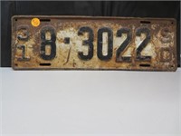 Antique 1931 #8-3022 South Dakota License Plate