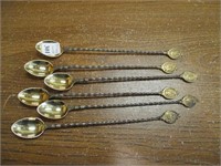 6 Ornate Silverplate Iced Tea Spoons