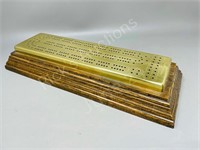 16" long brass & wood crib board w/ pegs