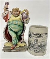 Vintage German Munchen Mug & Drunken King Figure