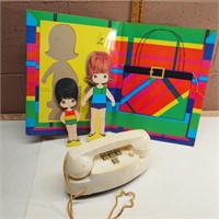 Vintage Toy Telephone and Paper Dolls