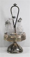 Vintage Silver Plate Cruet / Condiment Caddy