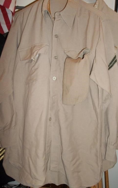 Vtg Military Shirt & Garrison Dress Cap