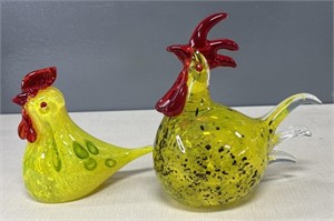Murano Style Hand Blown Art Glass Chicken Figurine