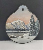 Vintage Angie Drake Hand Painted Circular Wintery