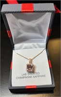 Champagne Sapphire 14K Rose Gold Pendant Necklace