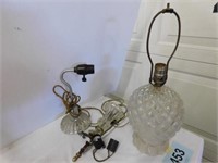 3 glass table and wall lamps