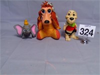 Vintage Toys Dumbo, T-Bone, Dog Bank missing ears