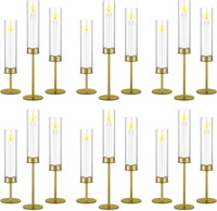 18 Pcs Hurricane Candle Holders Frosted Gold