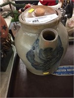 Antique Stoneware Blue Slip Decorated Batter Jug