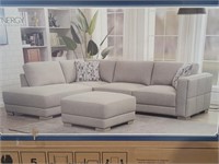 Synergy - 3 Piece Grey Fabric Sectional (In Box)