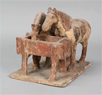 Terracotta Sculpture Horses at Trough