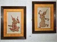Pair of Thai Raised Figural Wall Art