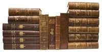 (16) DANISH BROWN LEATHER BOUND LIBRARY BOOKS