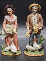 Homco Farmer Man & Woman Figurines