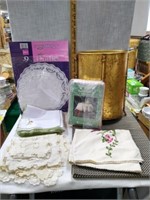 Asian Style Gold Trash can & Woven Table Mats