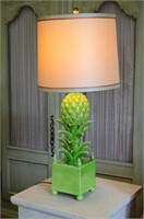 Green pineapple form pottery table lamp