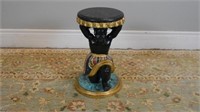 Painted blackamoor stool with faux marble top