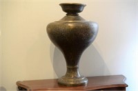 Monumental Middle Eastern niello & brass vase