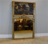 Antique French painted trumeau mirror