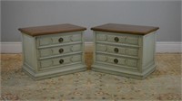 Pair of three drawer painted end tables