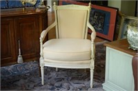 Pair of Louis XVI style carved wood armchairs