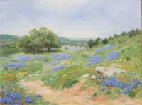 GEN GRASMUCK (TX) BLUEBONNET LANDSCAPE PAINTING