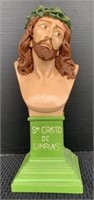 Vintage Painted Plaster Bust of Christ