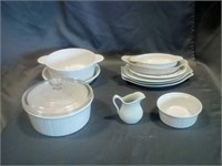 White baking dishes and serving platters