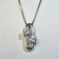 $140 Silver Cz 20" Necklace