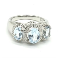 $260 Silver Blue Topaz White Topaz(2.25ct) Ring