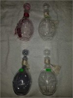 Lot of 4 Beautiful Blown Glass Perfume Bottles