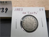 1883 V Nickel, no "cents"