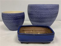 Three Cobalt Planters