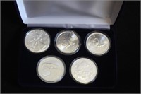 Set of 5 1oz Fine Silver National Coins