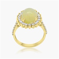 14K YELLOW GOLD 4.25 OPAL 0.95CT DIAMOND RING