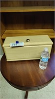 Wooden storge box with lid.